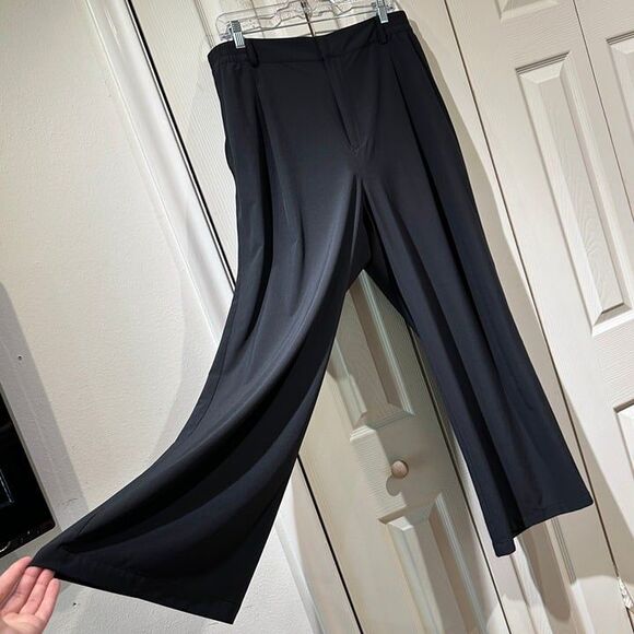 Gap GapFit Black High Rise Runaround Wide Leg Trousers Lightweight Elastic Waist - Picture 2 of 12